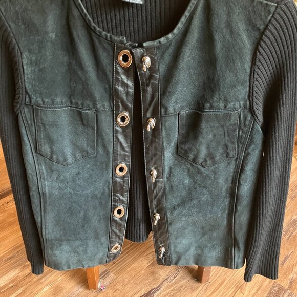 Vintage Escapade Leather Knit Sweater Jacket - Picture 3 of 4